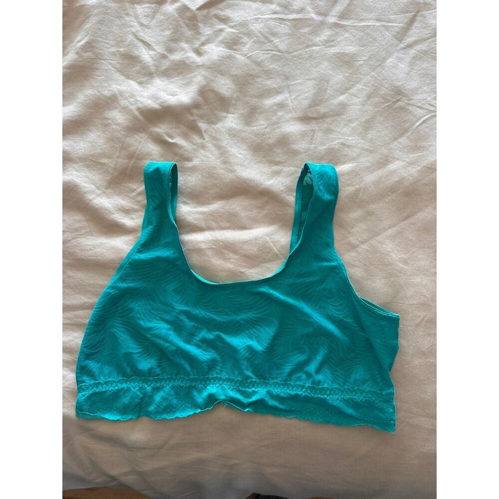 MeUndies MicroModal Lace Back Bralette Teal Tropical Blue Soft Stretch Size XL